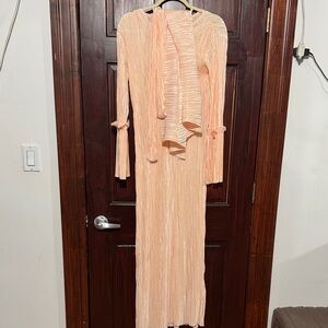 Elegant Peach Long Sleeve Dress